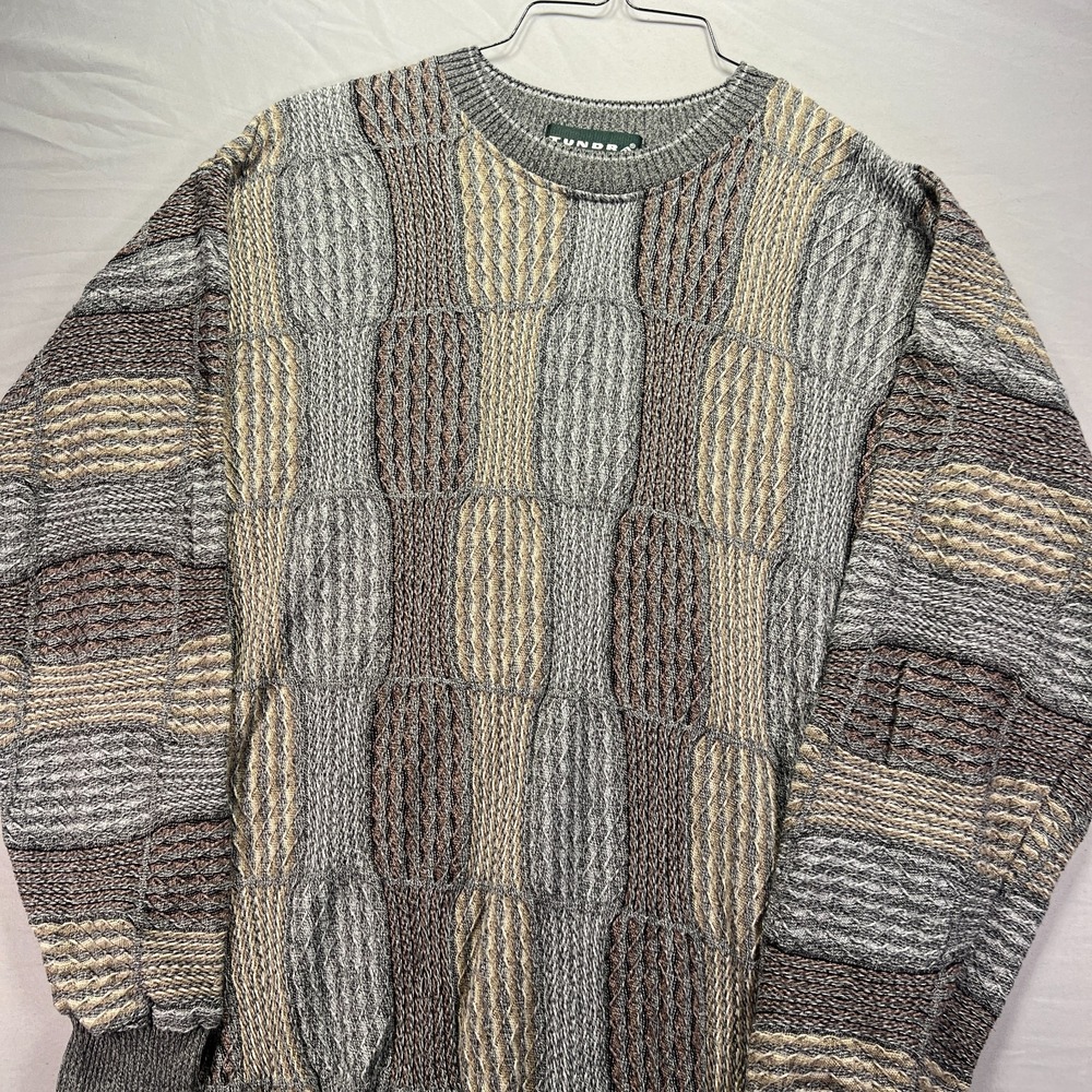 Vintage Tundra Sweater Mens Large Brown Grandpa Earth Tones Canada Knit Cottage - Picture 3 of 10